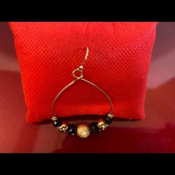 💥Nickel Free Black and Gold Dangle Drop  fashion cute Earrings - Picture 6 of 11